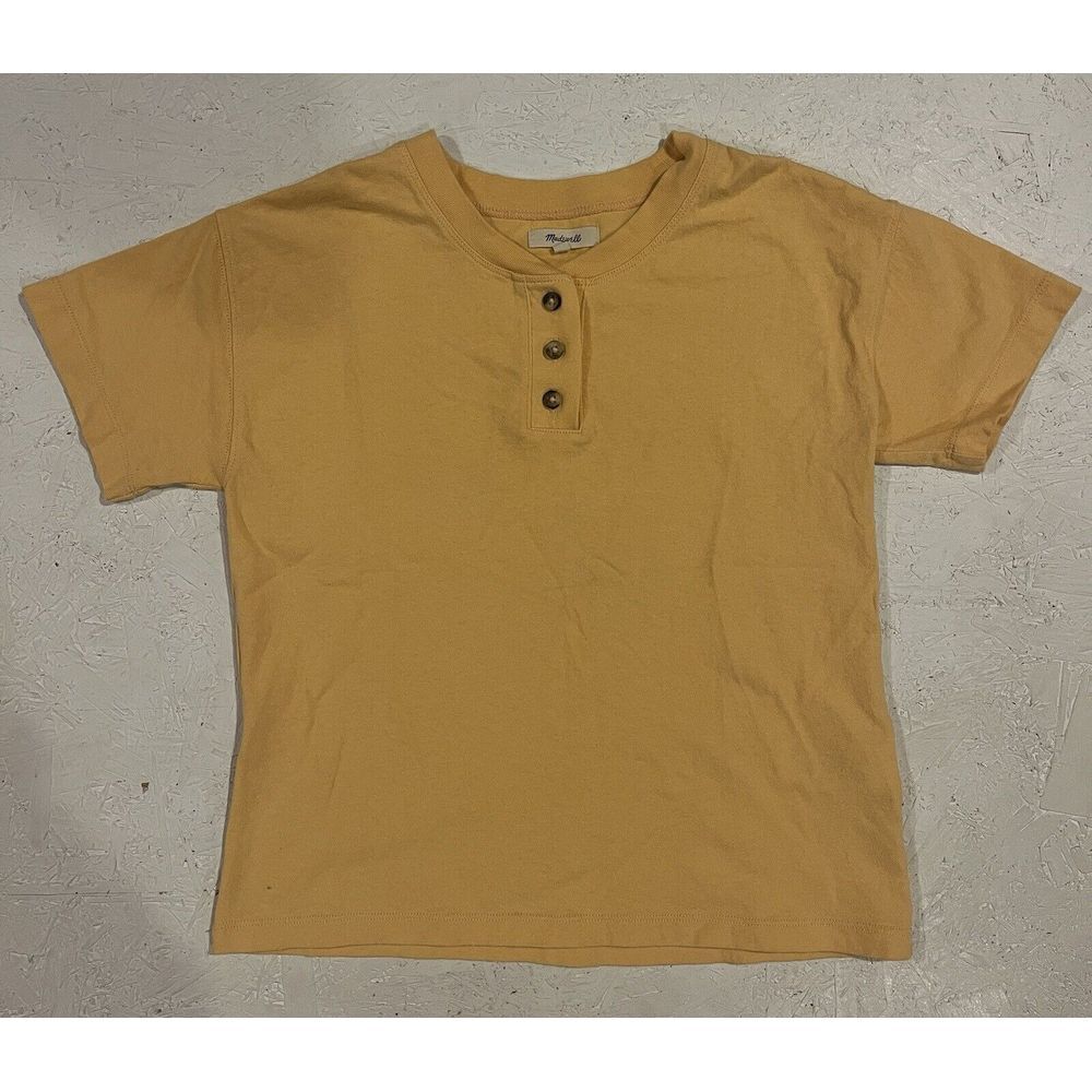Madewell Women's Parkview Henley Tee Size XS NA417 Yellow Button Up Shirt Top